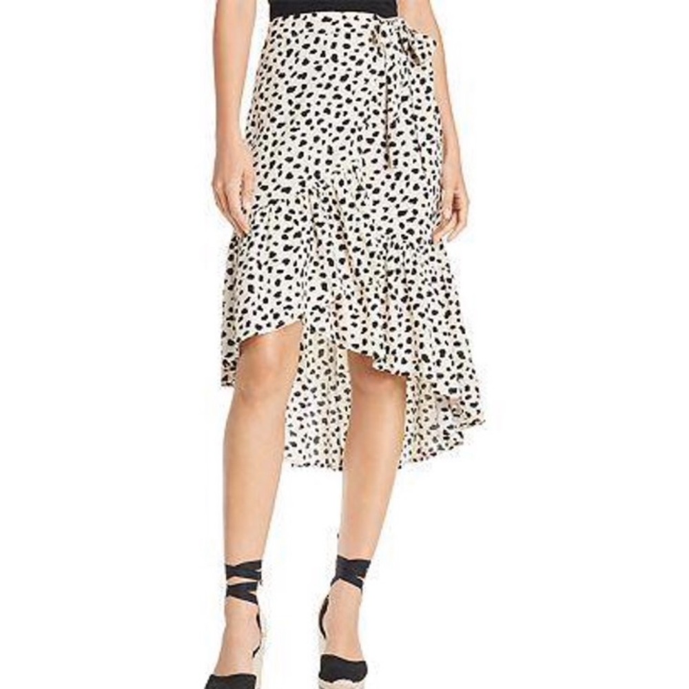 Final chance Aqua Spotted Wrap Midi Skirt Large L